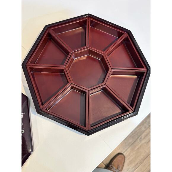 Asian Lacquer Abalone Black Octagonal Compartment Box Large trinket jewelry - Picture 6 of 8